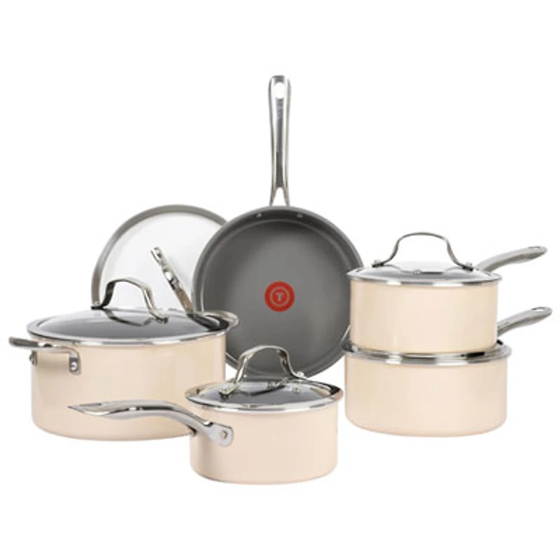 T-Fal Excellence 10-Piece Ceramic Cookware Set - Blush