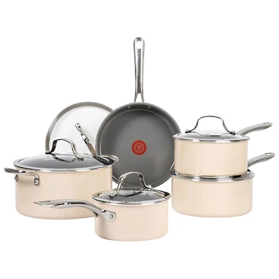 T-Fal Excellence 10-Piece Ceramic Cookware Set - Blush