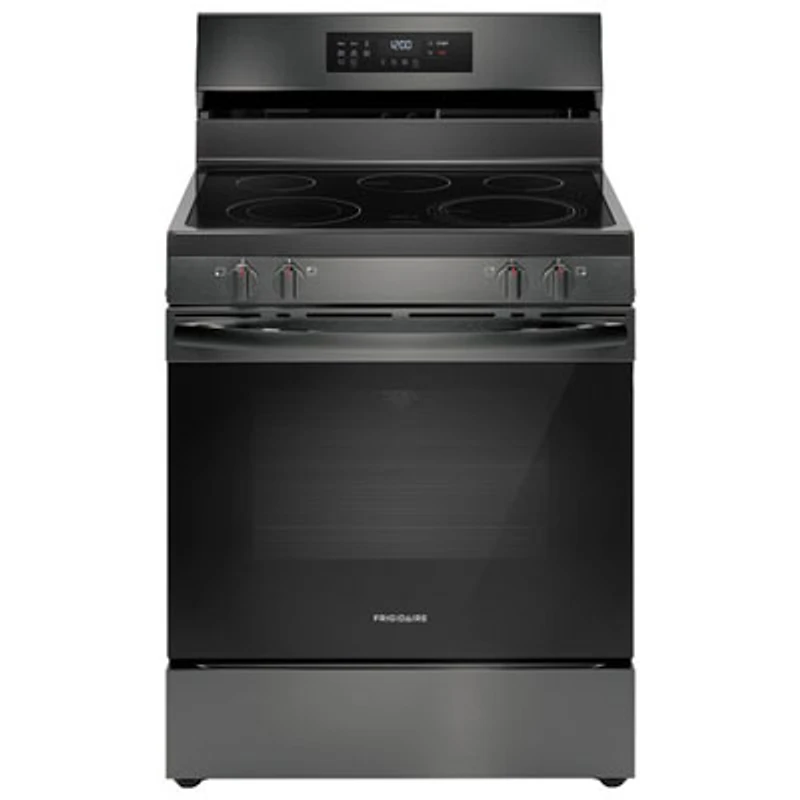 Open Box - Frigidaire 30" 5.3 Cu Ft Fan Convection 5-Element Electric Air Fry Range (FCRE308CAD) - Black Stainless -Scratch & Dent