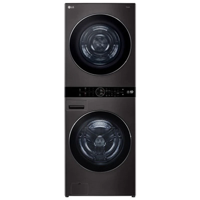 Open Box - LG WashTower 5 Cu Ft Electric Washer & 7.8 Cu Ft Heat Pump Dryer Laundry Centre (WKHC252HBA) -Black -Scratch & Dent