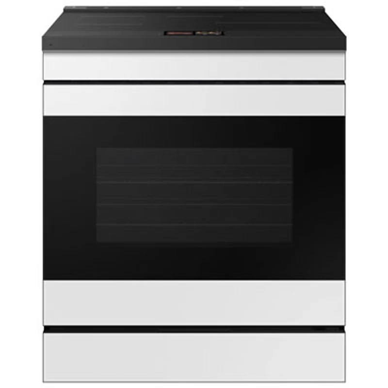 Open Box - Samsung 30" 6.3 Cu. Ft. True Convection Slide-In Induction Range (NSI6DB990012AC) - White Glass - Perfect Condition