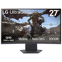 Open Box - LG UltraGear 27" 1440p WQHD 180Hz 1ms GTG Curved VA LED FreeSync Gaming Monitor (27GS60QN-B) - Purple Grey