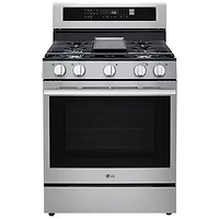 LG 30" 6.3 Cu. Ft. Fan Convection 5-Burner Freestanding Gas Air Fry Range (LRGN6323Y) - Stainless Steel