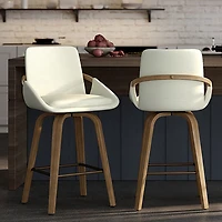 !NSpire Parker Contemporary Counter Height Swivel Barstool - Set of 2 - Ivory