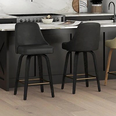 !NSpire Oakley Contemporary Counter Height Swivel Barstool - Set of 2 - Charcoal