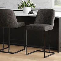 !NSpire Dario Contemporary Counter Height Barstool - Set of 2 - Charcoal