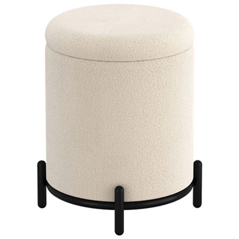 !Nspire Round Fabric Storage Ottoman - Cream