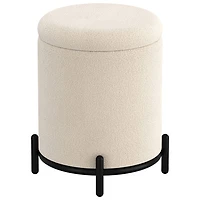 !Nspire Round Fabric Storage Ottoman - Cream