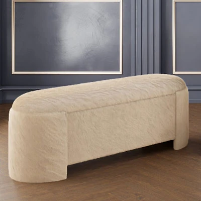 Inspire Fabric Bench Ottoman - Dark Beige
