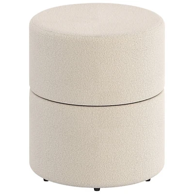 !Nspire Round Fabric Swivel Ottoman - Cream