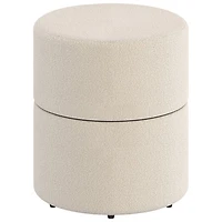 !Nspire Round Fabric Swivel Ottoman - Cream
