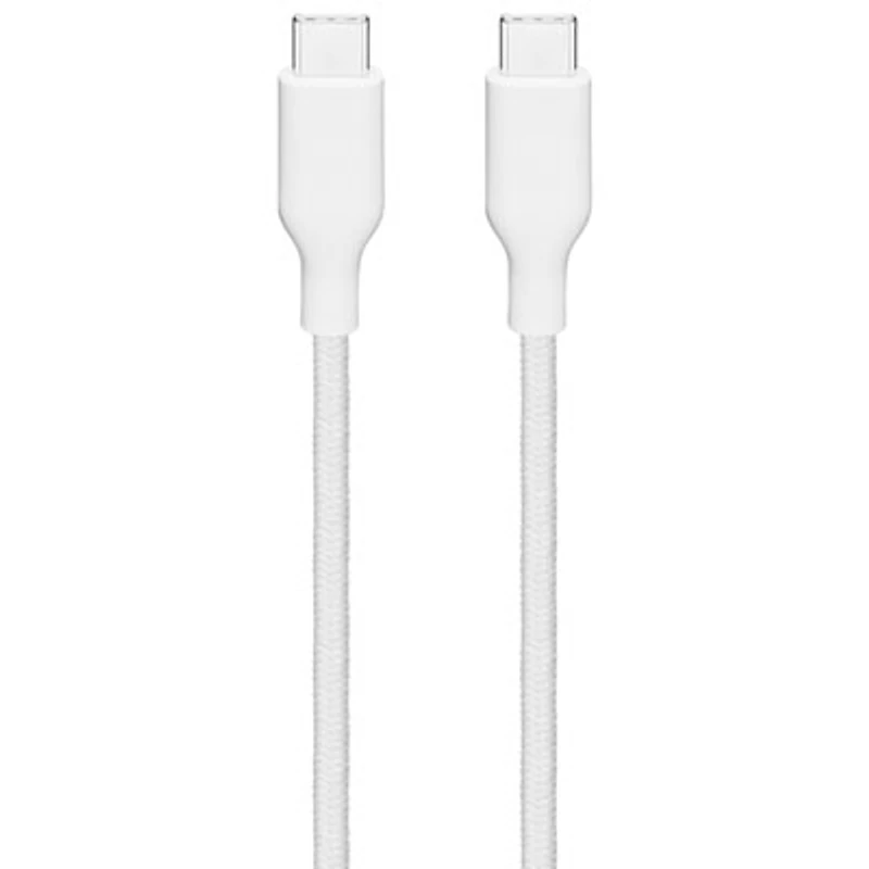 Best Buy Essentials 3m (9.8 ft.) Braided USB-C to USB-C Cable (BE-MCA10CCW-C) - White - Only at Best Buy