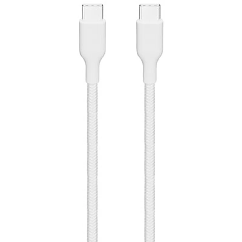 Best Buy Essentials 1.8m (6 ft.) USB-C to USB-C Braided Cable - White