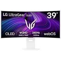 LG UltraGear 39" WQHD 240Hz 0.03ms GTG Curved OLED G-Sync FreeSync Gaming Monitor (39GX90SA-W) - White