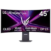 LG UltraGear 45" 5K 330Hz 0.03ms GTG Curved OLED G-Sync FreeSync Gaming Monitor (45GX950A-B) - Black