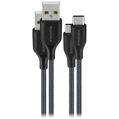 Insignia 1.2m (3.9 ft.) Braided USB-C to USB-A Cable (NS-MCA421C2-C) - 2 Pack - Charcoal - Only at Best Buy