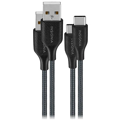 Insignia 1.8m (5.9 ft.) Braided USB-C to USB-A Cable (NS-MCA6CAB2-C) - 2 Pack - Charcoal - Only at Best Buy
