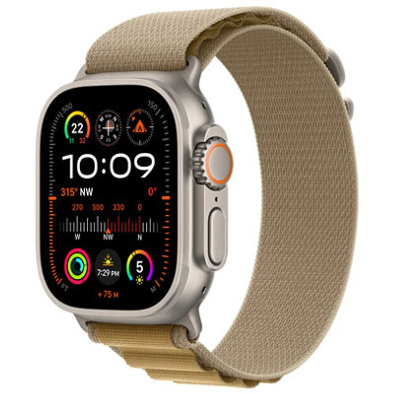 Open Box - Apple Watch Ultra 2 (GPS + Cellular) 49mm Natural Titanium Case with Tan Alpine Loop - Small