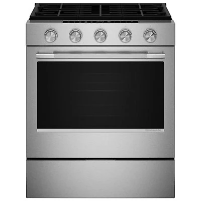 KitchenAid 30" 5.0 Cu. Ft. Fan Convection 5-Burner Slide-In Gas Air Fry Range (KSGS330SPS) - Stainless