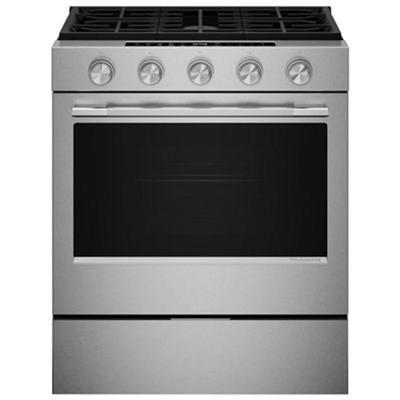 KitchenAid 30" 5.0 Cu. Ft. True Convection 5-Burner Slide-In Gas Air Fry Range (KSGS530SPS) - Stainless