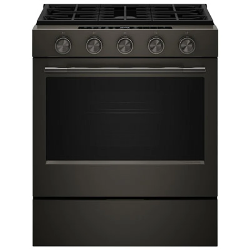 KitchenAid 30" 5.0 Cu. Ft. True Convection 5-Burner Slide-In Gas Air Fry Range (KSGS530SBE) - Black Ore