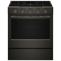 KitchenAid 30" 5.0 Cu. Ft. True Convection 5-Burner Slide-In Gas Air Fry Range (KSGS530SBE) - Black Ore