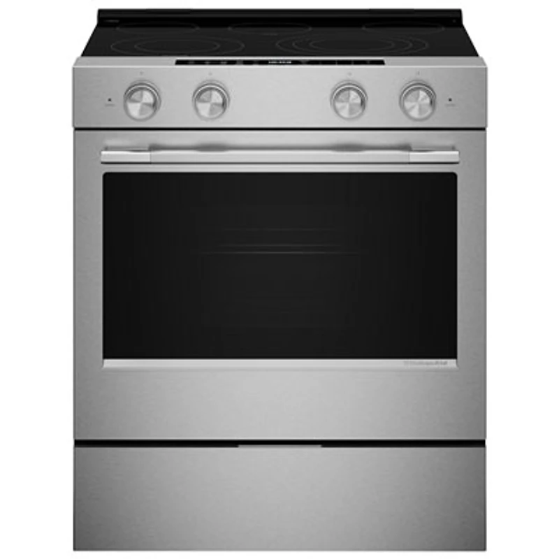 KitchenAid 30" 5.3 Cu Ft True Convection Slide-In Electric Air Fry Range (YKSES530SPS) -Fingerprint Resistant Stainless