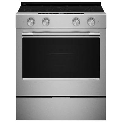 KitchenAid 30" 5.3 Cu Ft True Convection Slide-In Electric Air Fry Range (YKSES530SPS) -Fingerprint Resistant Stainless