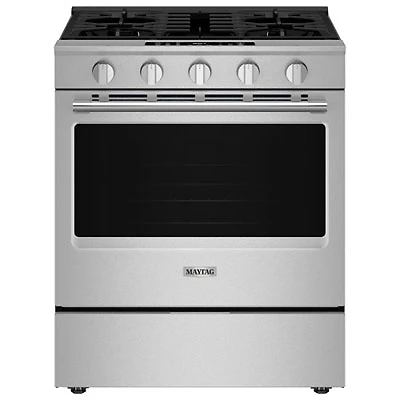 Maytag 30" 5.0 Cu. Ft. Fan Convection 5-Burner Slide-In Gas Air Fry Range (MSGS7030SZ) - Stainless Steel