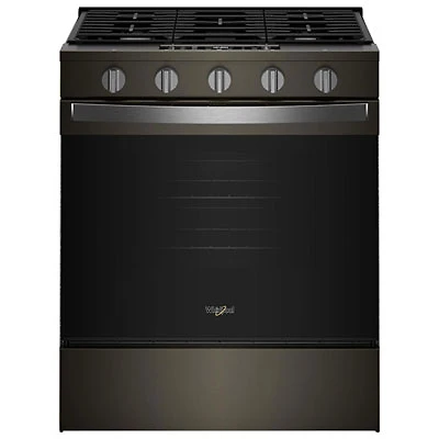 Whirlpool 30" 5.0 Cu. Ft. Fan Convection 5-Burner Slide-In Gas Range (WSGS5030SV) - Black-on-Stainless