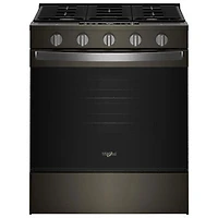 Whirlpool 30" 5.0 Cu. Ft. Fan Convection 5-Burner Slide-In Gas Range (WSGS5030SV) - Black-on-Stainless
