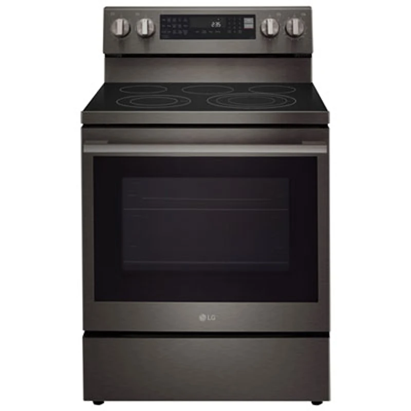 LG 30" 6.3 Cu. Ft. True Convection 5-Element Freestanding Electric Air Fry Range (LREN6325ZE) - Black Stainless