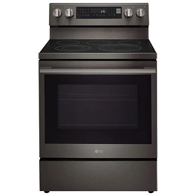 LG 30" 6.3 Cu. Ft. True Convection 5-Element Freestanding Electric Air Fry Range (LREN6325ZE) - Black Stainless