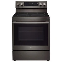 LG 30" 6.3 Cu. Ft. True Convection 5-Element Freestanding Electric Air Fry Range (LREN6325ZE) - Black Stainless