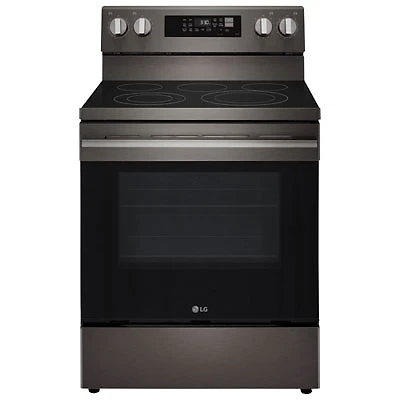 LG 30" 6.3 Cu. Ft. True Convection 5-Element Freestanding Electric Air Fry Range (LREN6323ZE) - Black Stainless