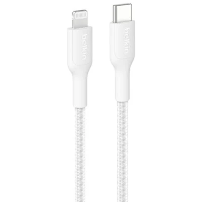 Belkin BoostCharge Pro 2m (6.6 ft.) Braided USB-C/Lightning Cable - White