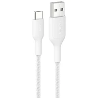 Belkin BoostCharge Pro 1m (3.3 ft.) Braided USB-A/USB-C Cable - White