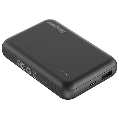 Energizer 5000 mAh USB-C/USB-A Magnetic Qi Wireless Power Bank - Black