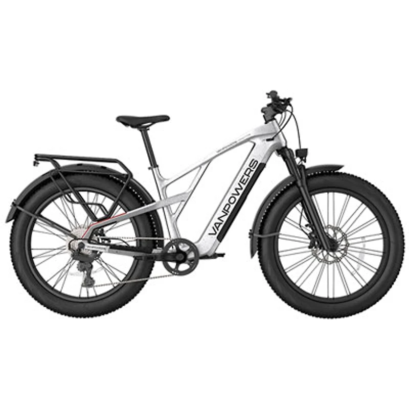 Vanpowers Grand Teton Pro Step-Through Fat-Tire Electric City Bike (750W Motor/149km Range/32km/h Top Speed)-Silver
