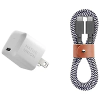 Native Union 30W PD GaN USB-C Wall Charger with USB-C Cable - White/Zebra
