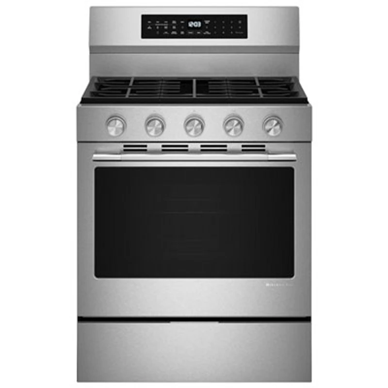 KitchenAid 30" 5.0 Cu. Ft. True Convection 5-Burner Freestanding Gas Air Fry Range (KFGS530SPS) - Stainless Steel