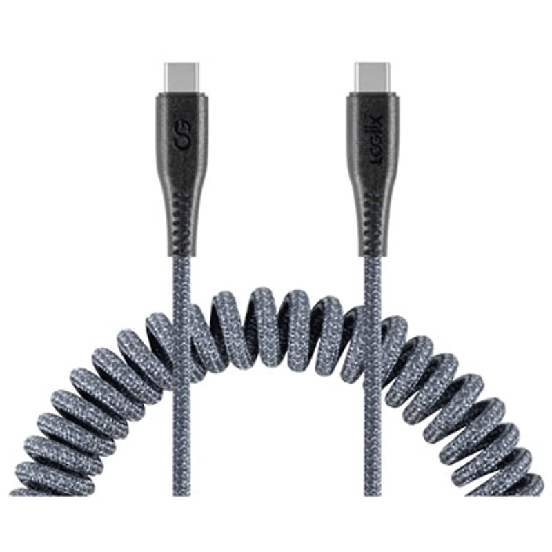 LOGiiX Piston Connect 1.8m (5.9 ft.) Coiled USB-C Cable - Grey