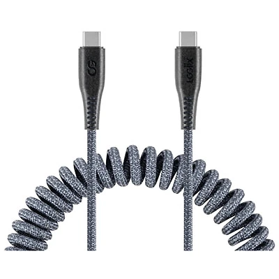 LOGiiX Piston Connect 1.8m (5.9 ft.) Coiled USB-C Cable - Grey