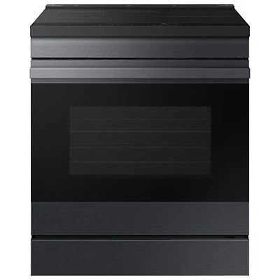 Open Box - Samsung BESPOKE 30" 6.3 Cu. Ft. True Convection Induction Slide-In Electric Range - Black-Scratch & Dent