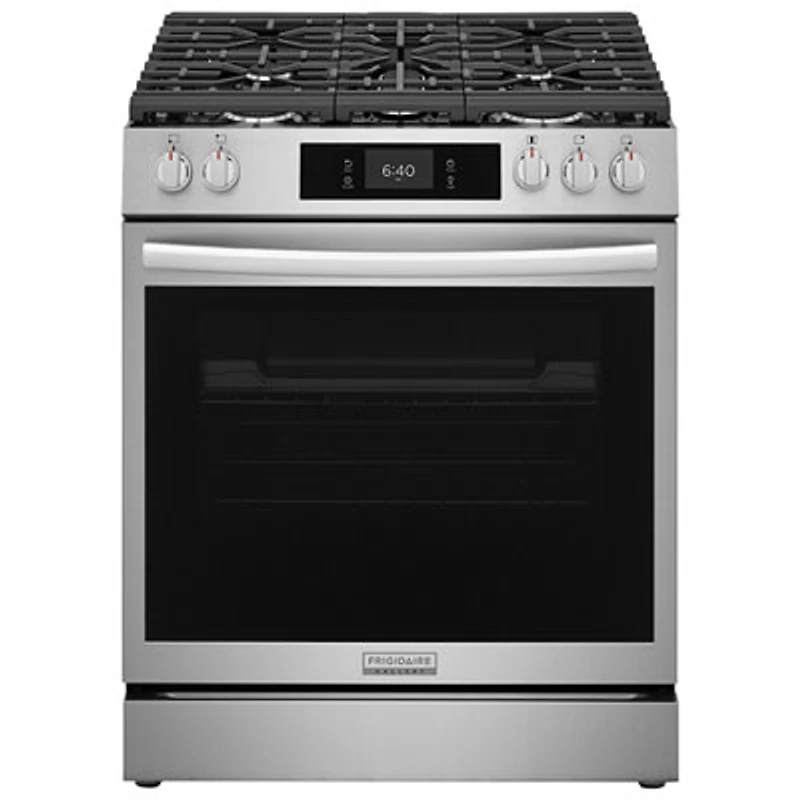 Frigidaire Gallery 30" 6.0 Cu. Ft. 5-Burner Gas Air Fry Range with Stone-Baked Pizza (GCFG3070BF) - Stainless