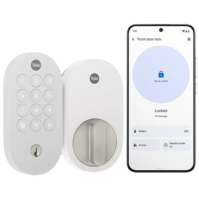 Yale Google Smart Lock with Keypad & Matter Capability - Snow White