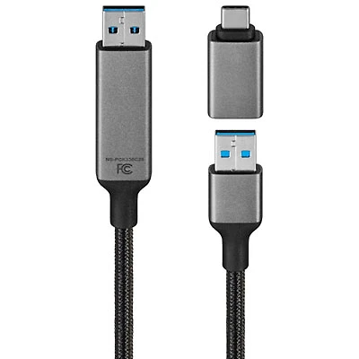Insignia 1.83m (6 ft.) USB-A Cable With USB-C Adapter (NS-PCK336C26-C) - Only at Best Buy