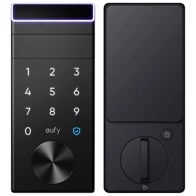 eufy FamiLock E35 Palm-Vein Keyless Entry Wi-Fi Smart Lock with Keypad & Key - Black
