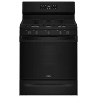 Whirlpool 30" 5.0 Cu. Ft. Fan Convection 5-Burner Freestanding Gas Air Fry Range (WFGS4530SB) - Black