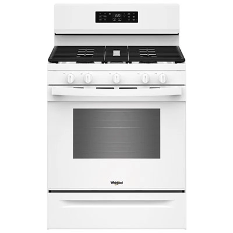 Whirlpool 30" 5.0 Cu. Ft. Fan Convection 5-Burner Freestanding Gas Air Fry Range (WFGS4530SW) - White